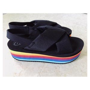 UO Rocket Dog Hanalei Sz 10 Rainbow Platform Sandal Slingback
